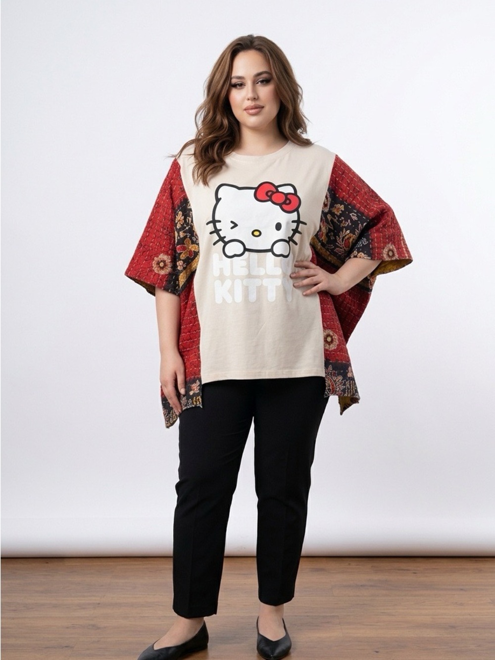 Handcrafted Upcycled Hello Kitty Kantha Tunic NWT One Size